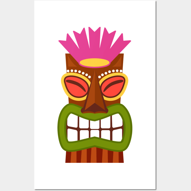 Tiki God Statue Cartoon Illustration Wall Art by RageRabbit